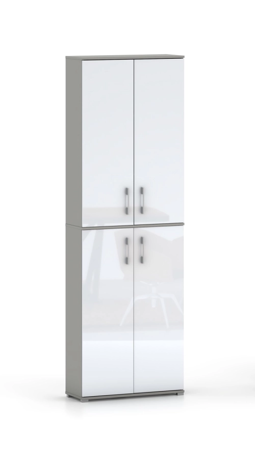 Szafa biurowa Pola 215 - 4D 60cm Szary Arktyczny z frontami w połysku